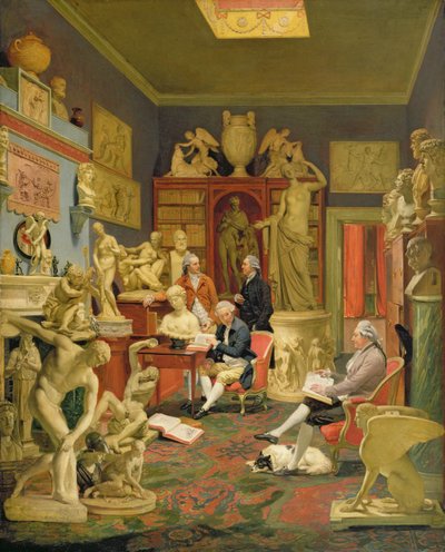 Charles Townley and his Friends in the Towneley Gallery, 33 Park Street, Westminster by Johan Joseph Zoffany